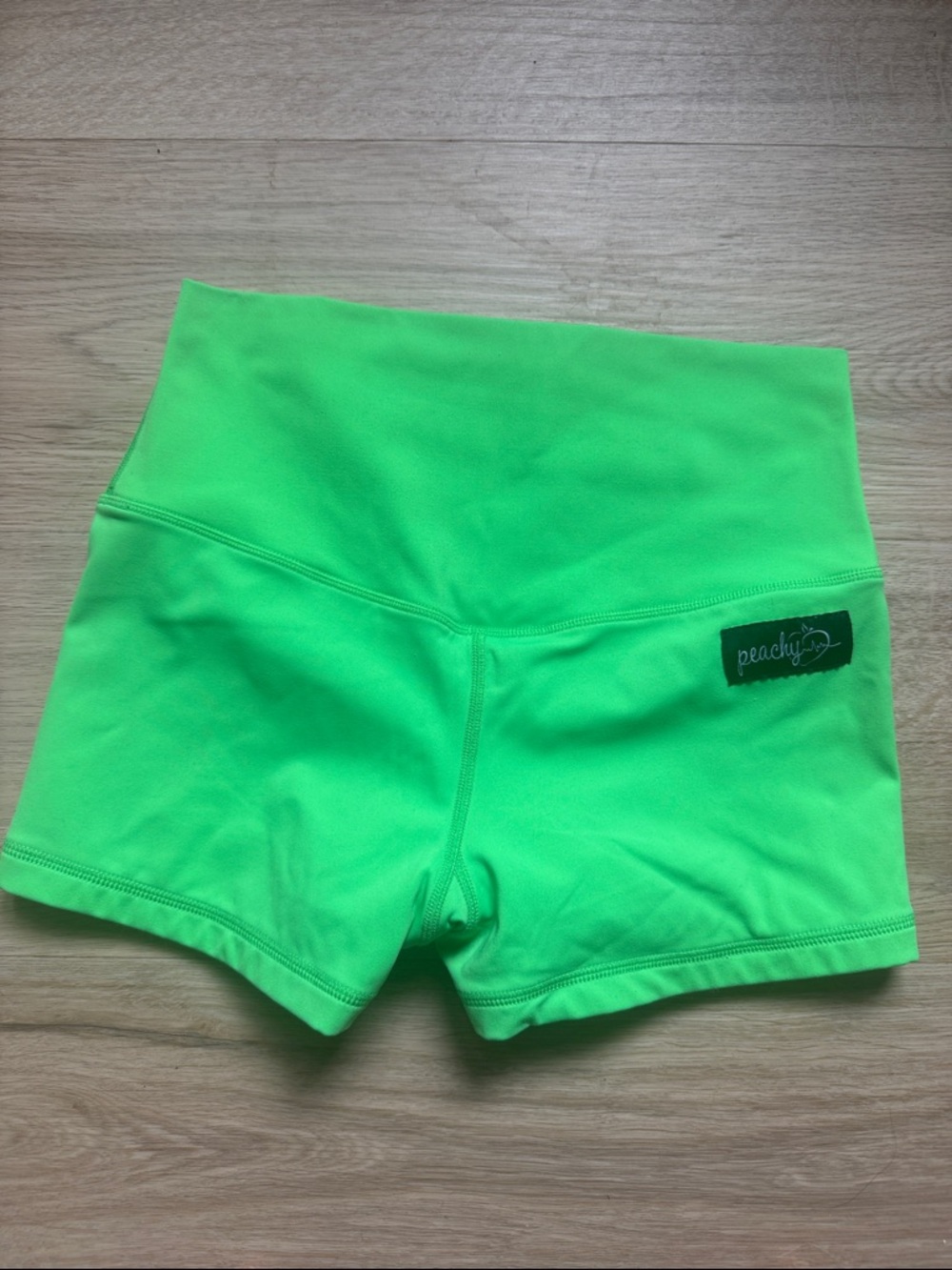 Peachy Neon Green High-Waist Bike Shorts